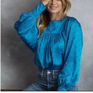 Happy X Nature Kate Hudson Elegant Blue- Green Women's Top (L)
